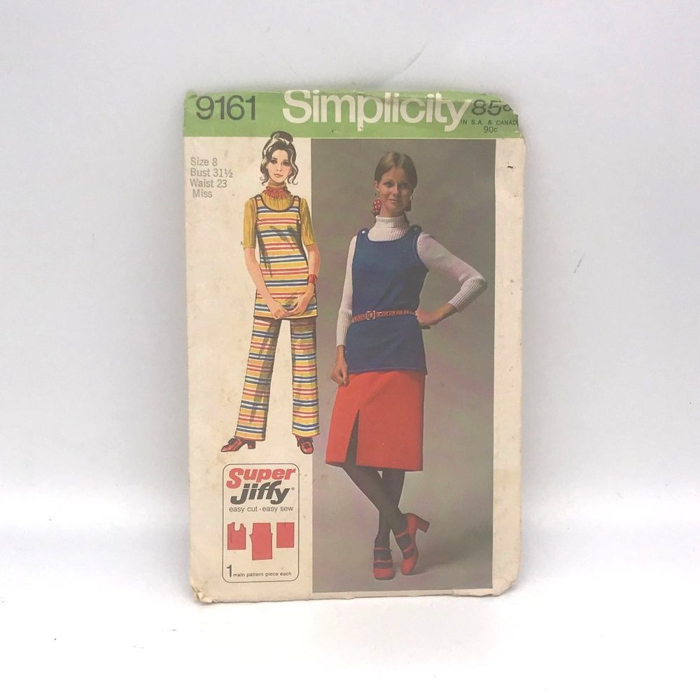 Vintage Sewing PATTERN Simplicity 9161, Super Jiffy 1970 Simple to Sew Tunic